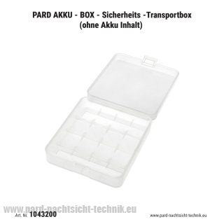AKKU-BOX Universal transparent / zur Aufbewahrung von 4 Stück 18650 Akku Zellen