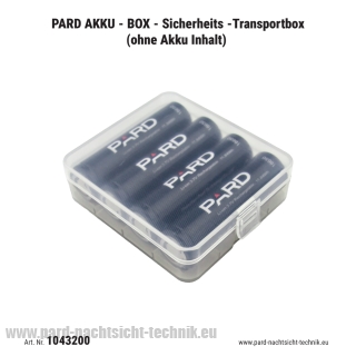 AKKU-BOX Universal transparent / zur Aufbewahrung von 4 Stück 18650 Akku Zellen