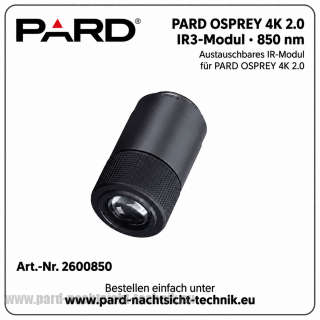 IR3- Modul – 850nm Restlichtverstärker – Strahler Fokussierbar für PARD OSPREY 4K 2.0 Binokular Geräte