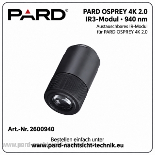 IR3- Modul – 940nm Restlichtverstärker – Strahler Fokussierbar für PARD OSPREY 4K 2.0 Binokular Geräte