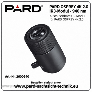 IR3- Modul – 940nm Restlichtverstärker – Strahler Fokussierbar für PARD OSPREY 4K 2.0 Binokular Geräte