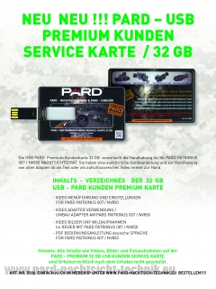 Bedienungsanleitung für PARD 007/007A  PREMIUM  SERVICE KARTE 32 GB - USB mit Video / Foto/ Bedienanleitung für  Gerät 007/007A    Art. Nr. 5006