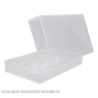 Akkubox Universal transparent  für Aufbewahrung von 2 x 18650 Akku - Zellen Art. Nr. 4002