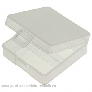 Akkubox Universal  transparent inklusive 4 Stück  Sanyo / Panasonic 18650 Akku-Zellen  Art.Nr. 4003