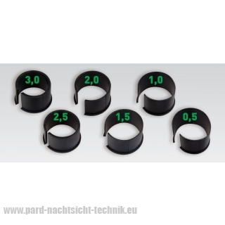 DISTANZRINGE - GUMMI 6er SET / Reduzier-Ringe für PARD 007 / 007 A / 007V2 – ALU ADAPTER 38-43mm Okular Ø von 0,5mm - 3mm