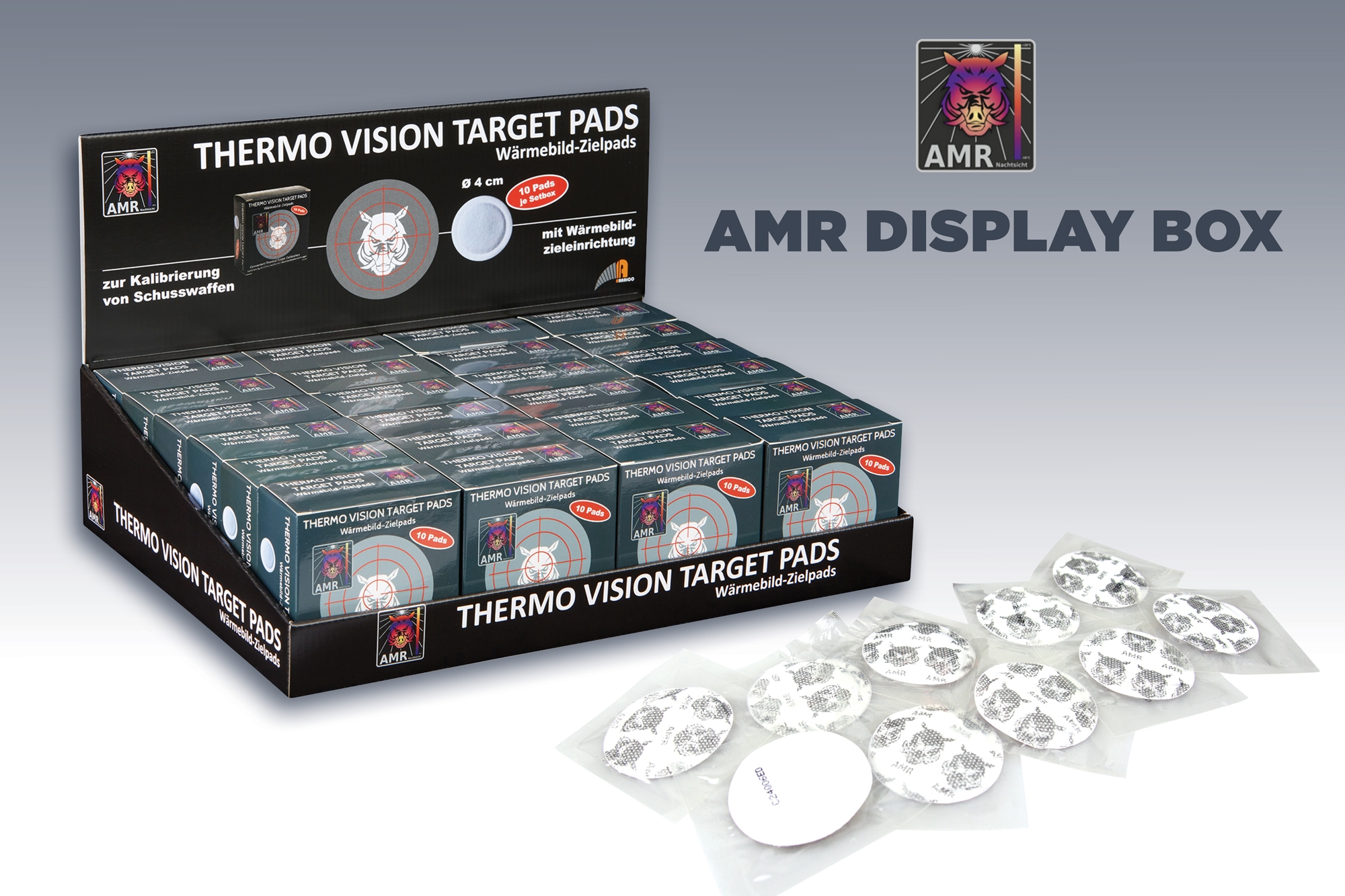 AMR – WÄRMEBILD- ZIELPADS HÄNDLER THEKEN DISPLAY 24 BOX Art.Nr. 21002