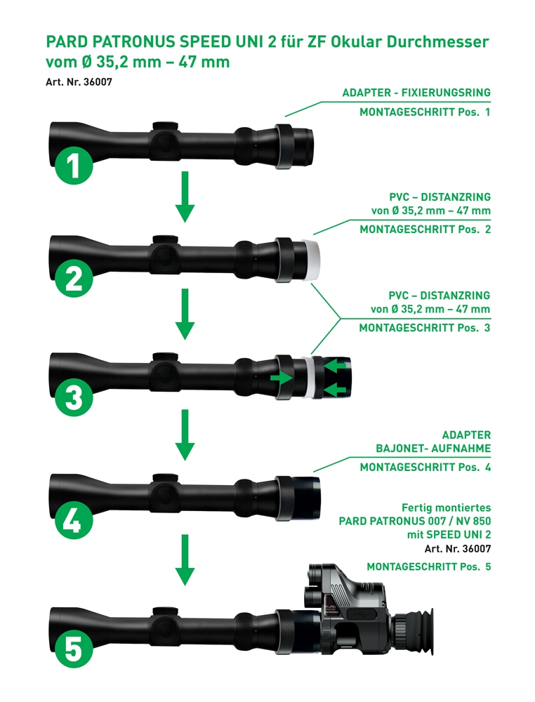 Schnellverschluss ADAPTER / PARD UNI SPEED 3 Universal Adapter 35,2-47 mm Ø geeignet für PARD 007,007A,007V, 007V2 Geräte